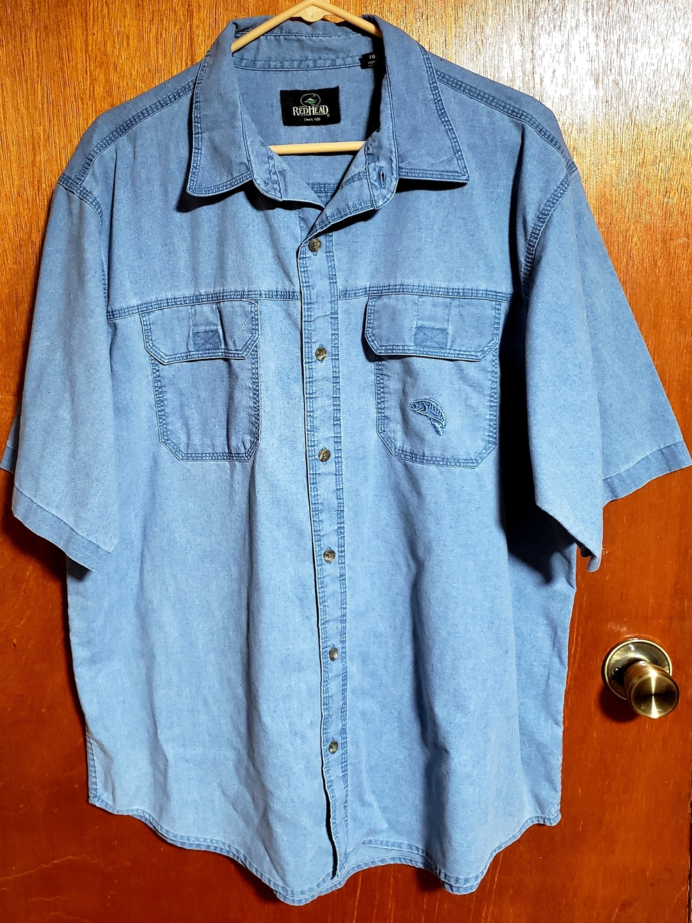 RedHead Light Blue Men's Short-Sleeve Denim Button-Down Shirt
